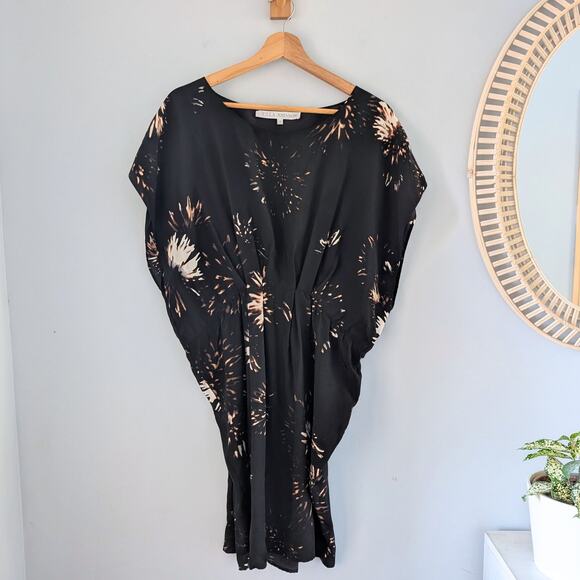 ULLA JOHNSON Black Print Silk Dress, Flowy, Knee-Length, size 8 - Picture 1 of 6